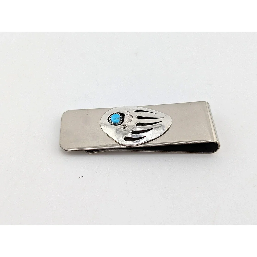 Handmade Sterling Silver Money Clip Original Navajo American Men's Acces ***